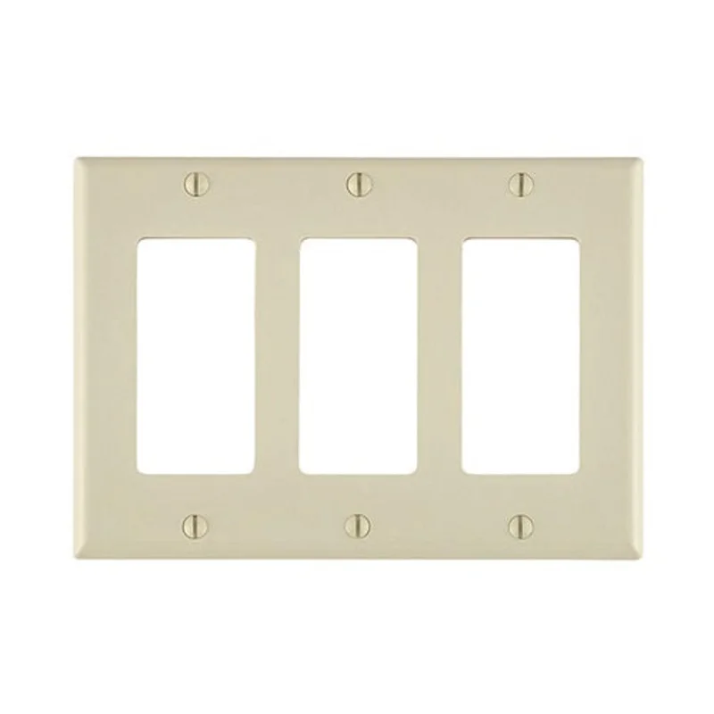 Leviton Three Gang GFCI Device Wallplate Light Almond 80411-NT