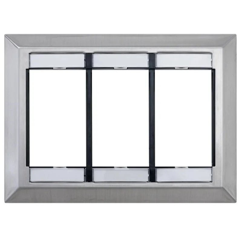 Leviton Three Gang MOS Wallplate With ID Windows Stainless Steel 41290-TMS