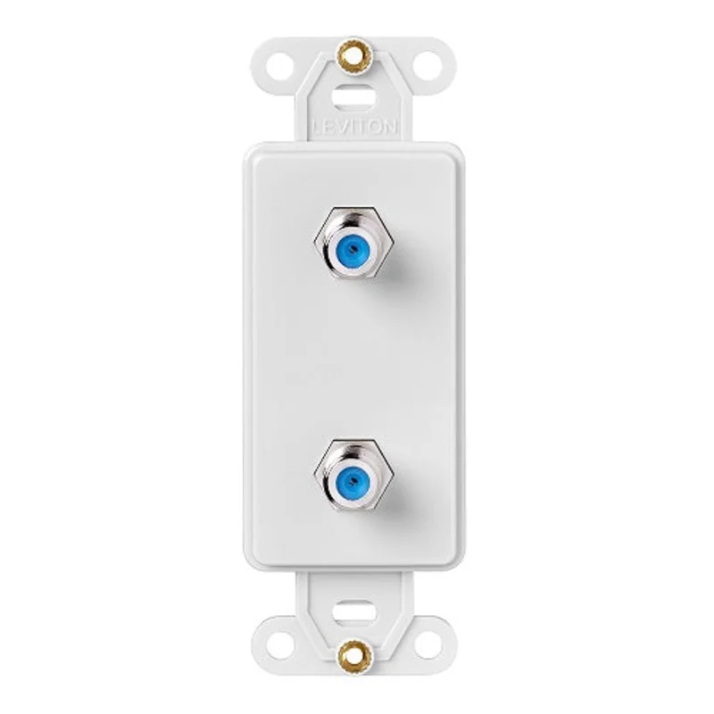 Leviton Two F Connector Couplers Telephone Decora Insert White 40682-W