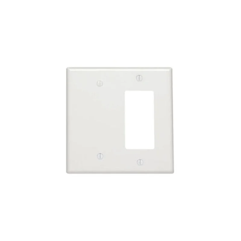 Leviton Two Gang 1- Blank Decora Combination Wallplate White 80608-W