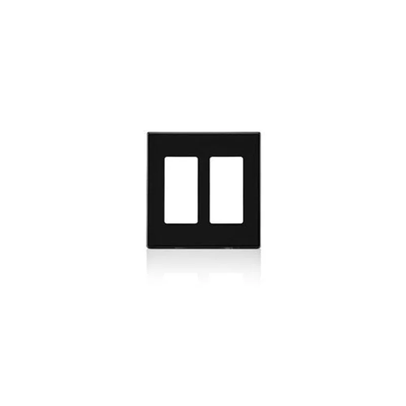 Leviton Two Gang Decora Plus Screwless Wallplate Polycarbonate Black 80309-SE
