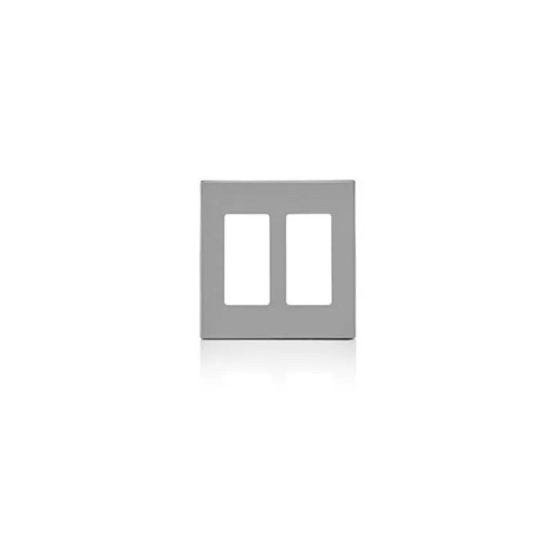 Leviton Two Gang Decora Plus Screwless Wallplate Polycarbonate Gray 80309-SGY