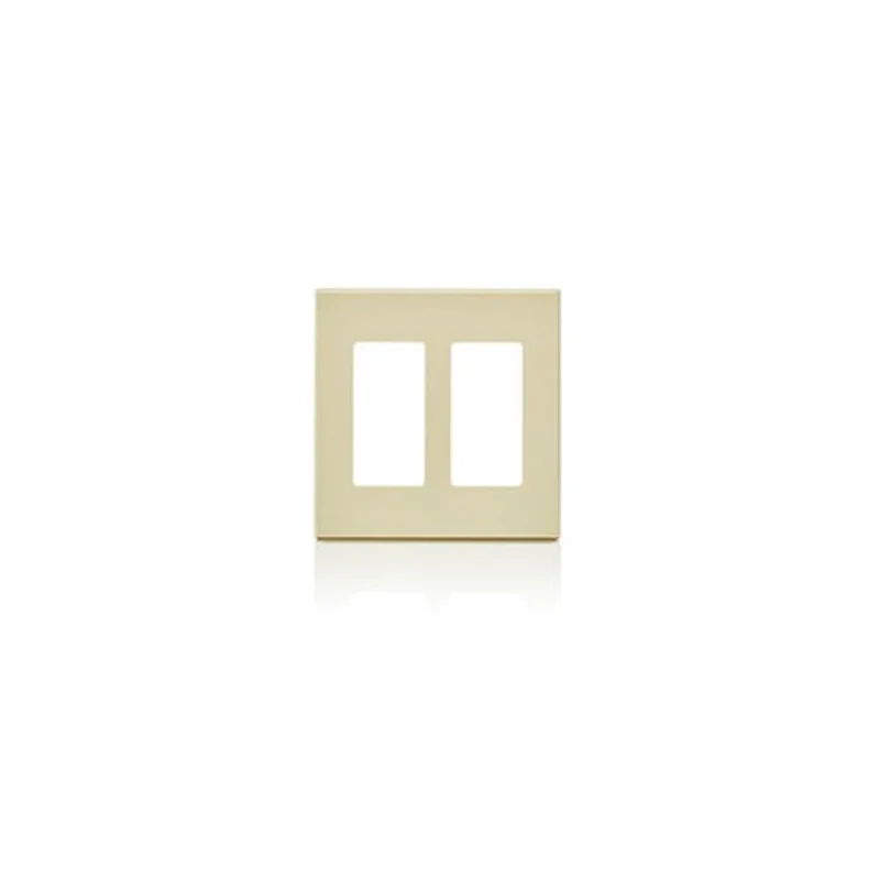 Leviton Two Gang Decora Plus Screwless Wallplate Polycarbonate Ivory 80309-SI