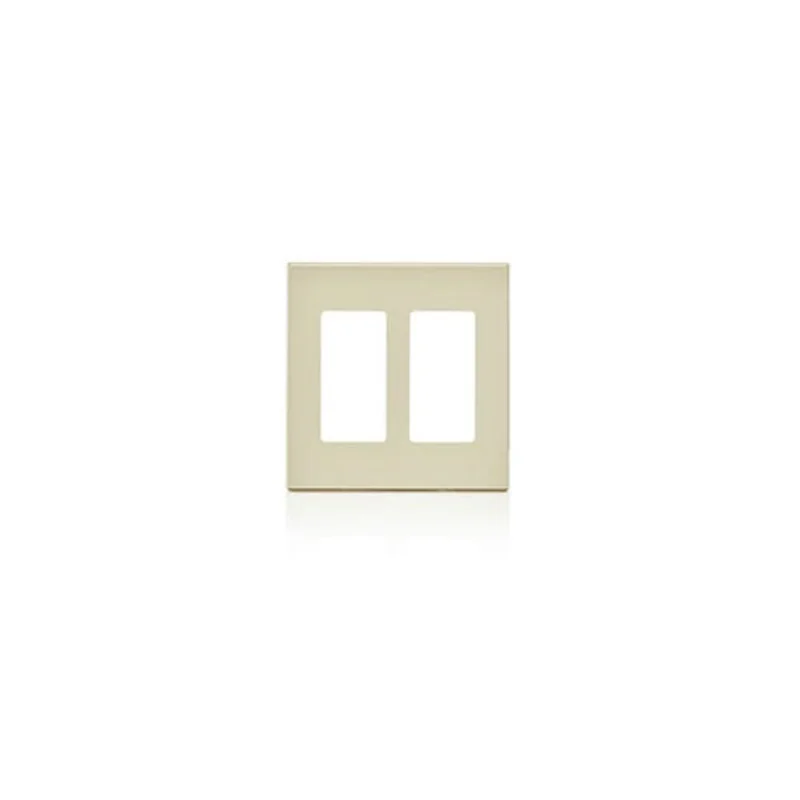 Leviton Two Gang Decora Plus Screwless Wallplate Polycarbonate Light Almond 80309-ST