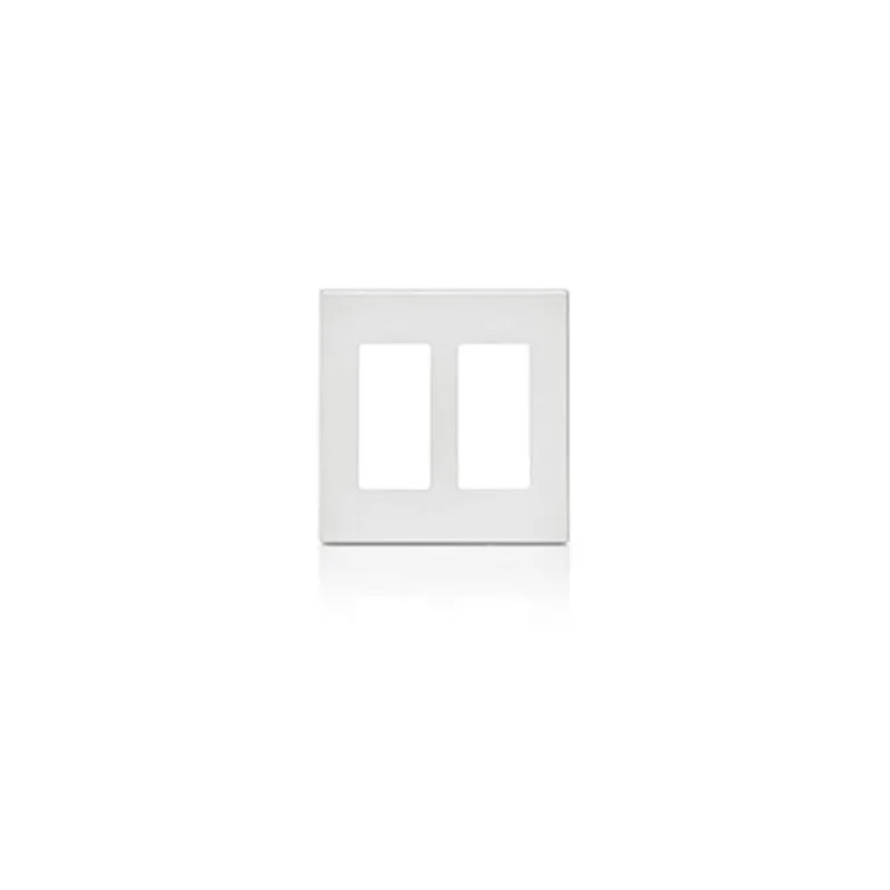 Leviton Two Gang Decora Plus Screwless Wallplate Polycarbonate White 80309-SW