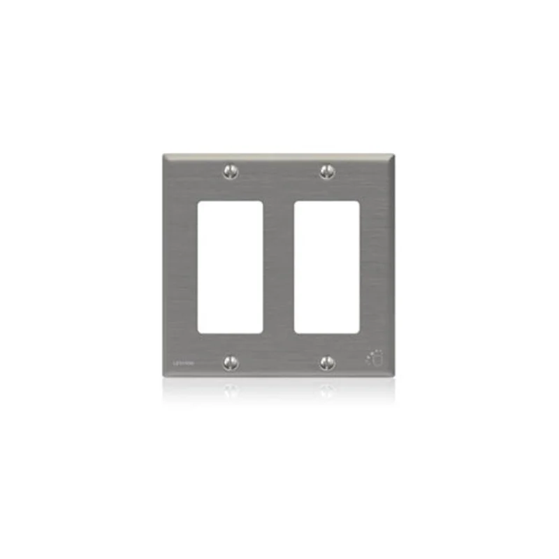 Leviton Two Gang Decora Wallplate Stainless Steel 84409-A40