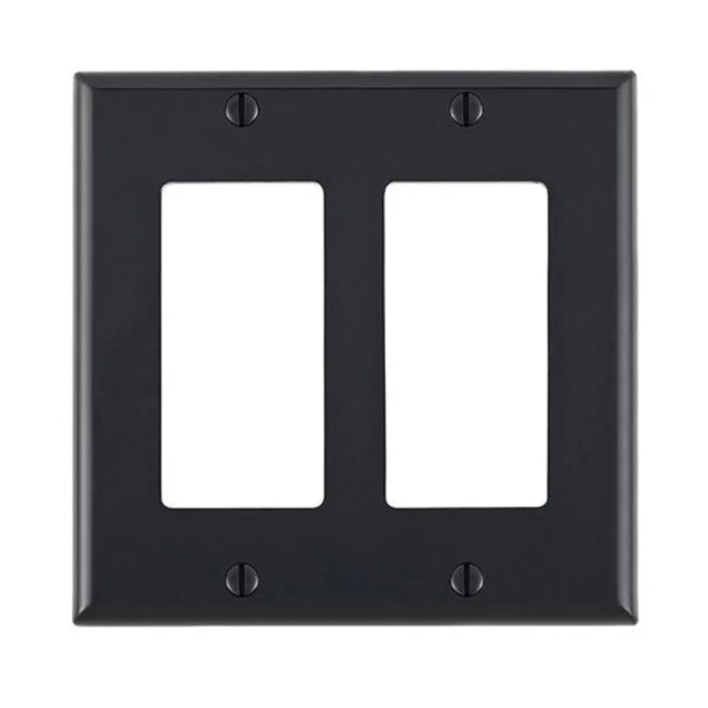 Leviton Two Gang GFCI Device Wallplate Black 80409-NE