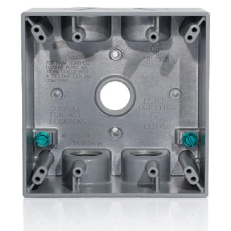 Leviton Two Gang Weatherproof Back Box Five Diameter Outlet Gray 2GM55-GY