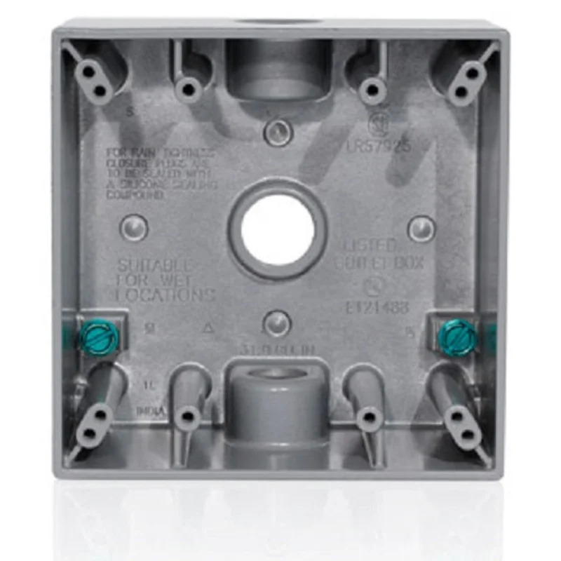 Leviton Two Gang Weatherproof Back Box Three Diameter Outlet Gray 2GM53-GY