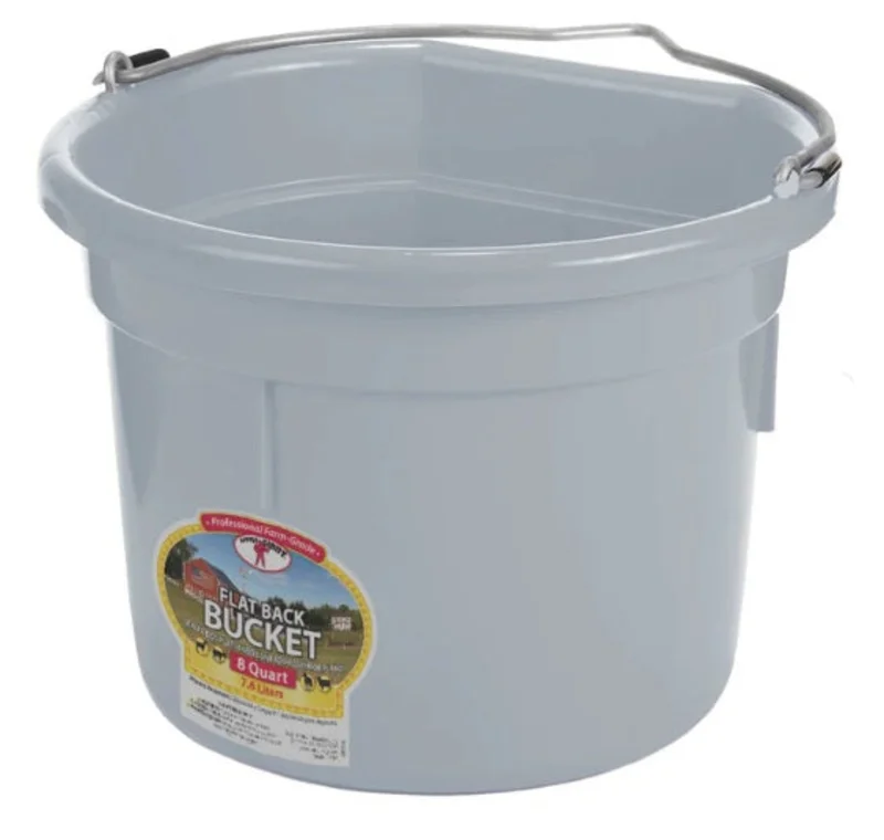 Little Giant 8 Quart Flat Back Plastic Bucket Gray