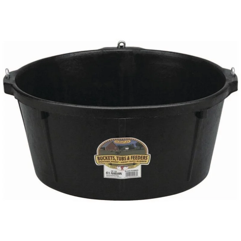 LITTLE GIANT RUBBER FEEDER TUB W/HOOKS BLACK