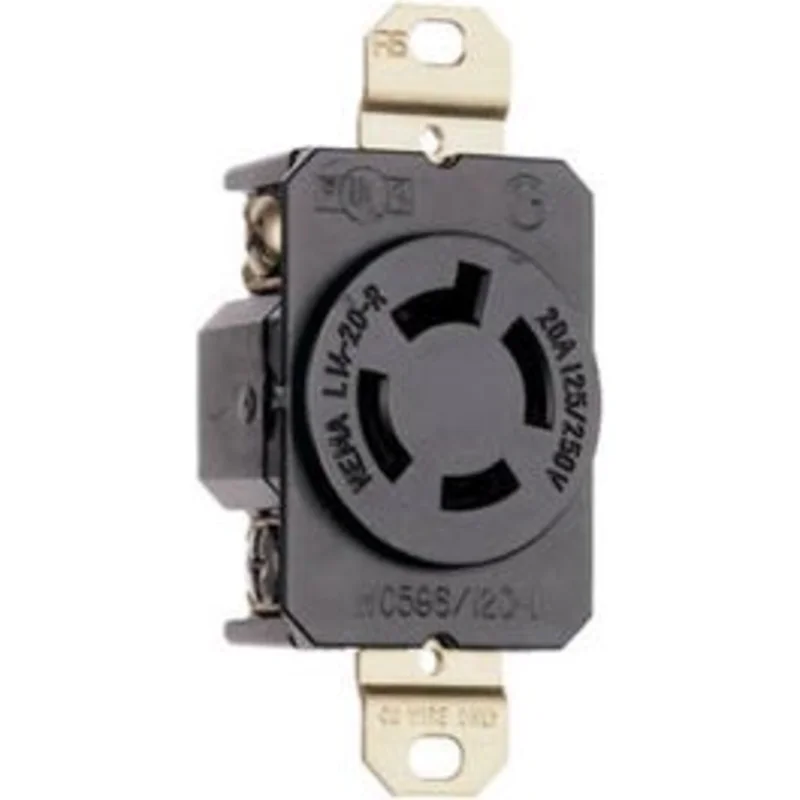 Locking Outlet, Black,  NEMA L14-20r, 125/250-Volt