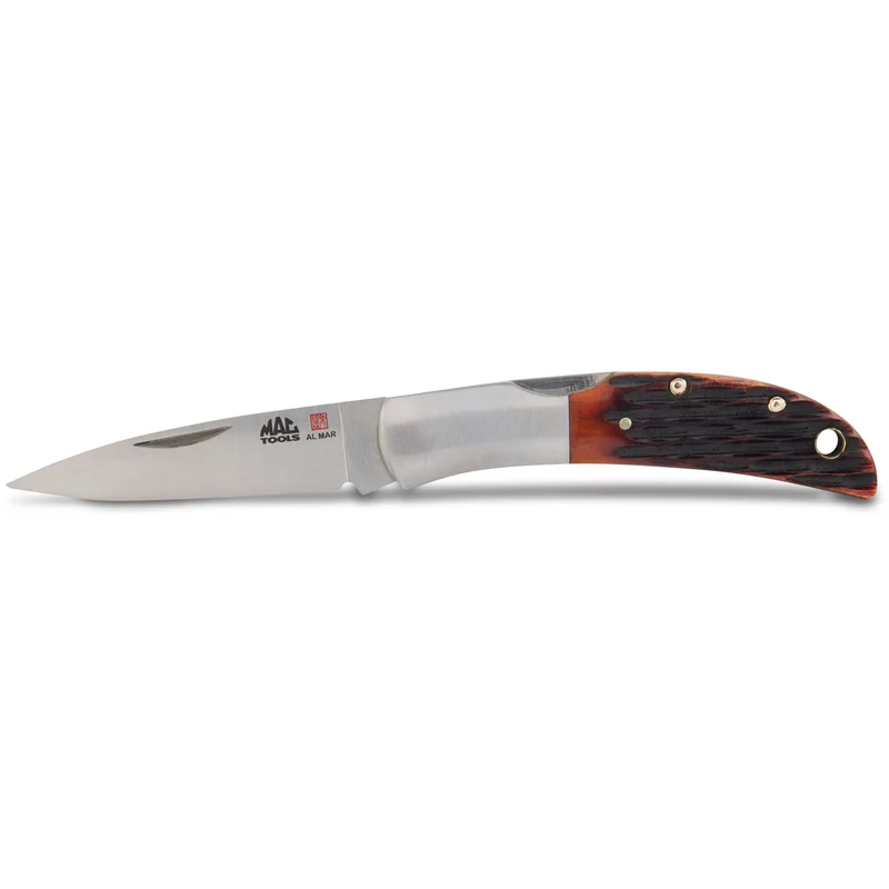 Mac Tools Al Mar Honey Jigged Bone Hawk Classic Folding Knife 2.5"