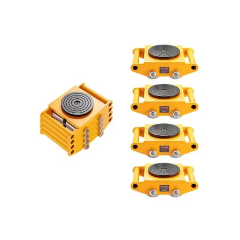 Machinery Skate Dolly Heavy Duty Carbon Steel Machinery Moving Skate & 4 Carbon Steel Wheels and 360 Rotation Non-slip Cap