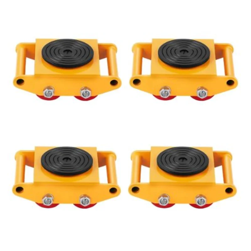 Machinery Skate Dolly Industrial Machinery Mover Heavy Duty Carbon Steel Machinery Moving Skate with 4 PU Wheels and 360 Rotation Non-Slip Cap