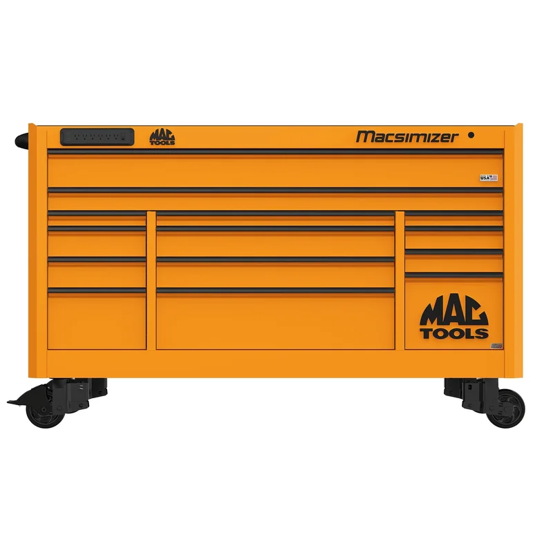 Macsimizer Series 14-Drawer Workstation with PowerTech Drawer - Fireball Orange