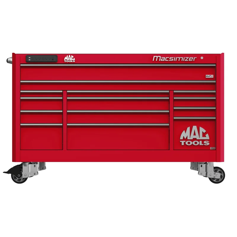 Macsimizer Series 14-Drawer Workstation with PowerTech Drawer - Firebrick Red