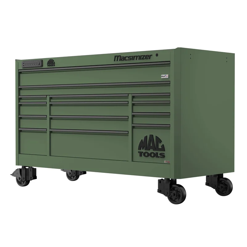 Macsimizer Series 14-Drawer Workstation with PowerTech Drawer - Olive Green