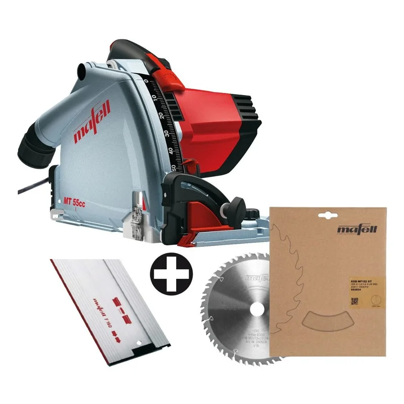 Mafell Plunge-Cut Saw MT 55cc MidiMAX 120V w/Guide Rail & Extra 49T Blade Fan Set