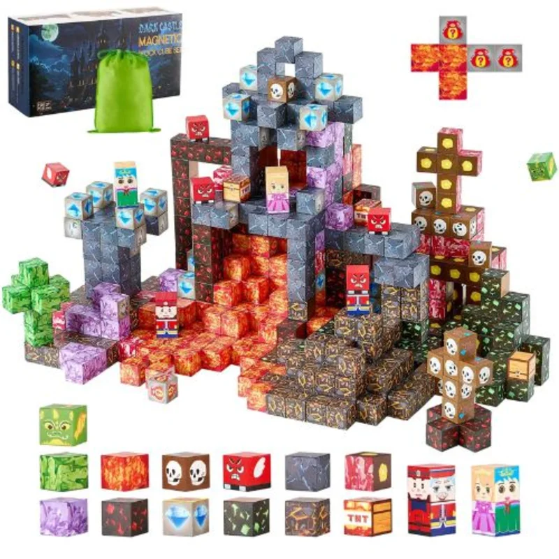 Magnetic Building Cubes 150PCS Dark Castle Set for Kids Ages 3+