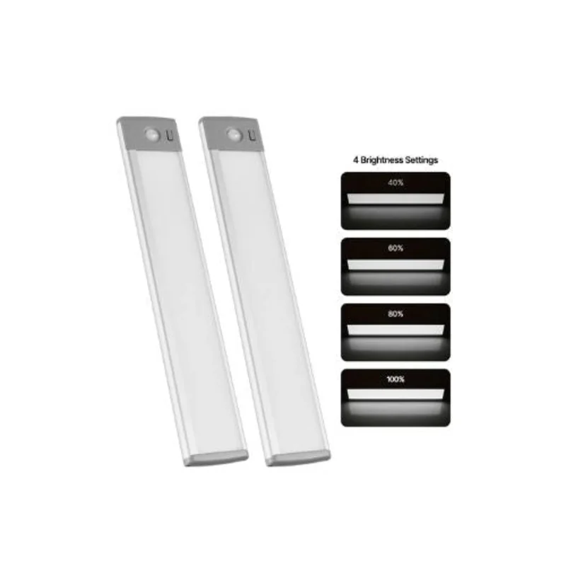Magnetic Wireless Motion Sensor Rechargeable LED Cabinet Lights with Remote 2 PCS