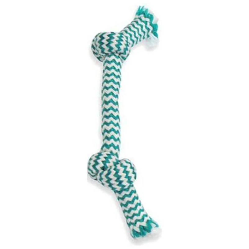Mammoth Extra Fresh 2 Knot Bone Dog Toy GREEN/WHITE