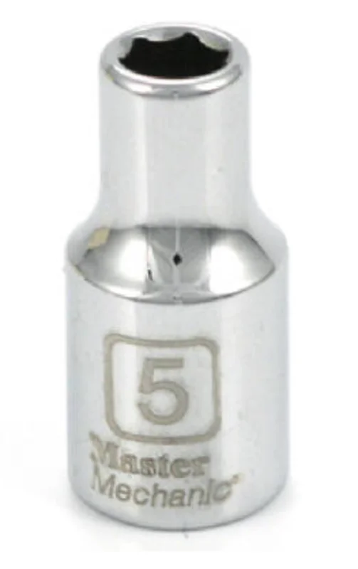 Master Mechanic Metric Shallow Socket, 6-Point, 1/4 In. Drive, 5mm