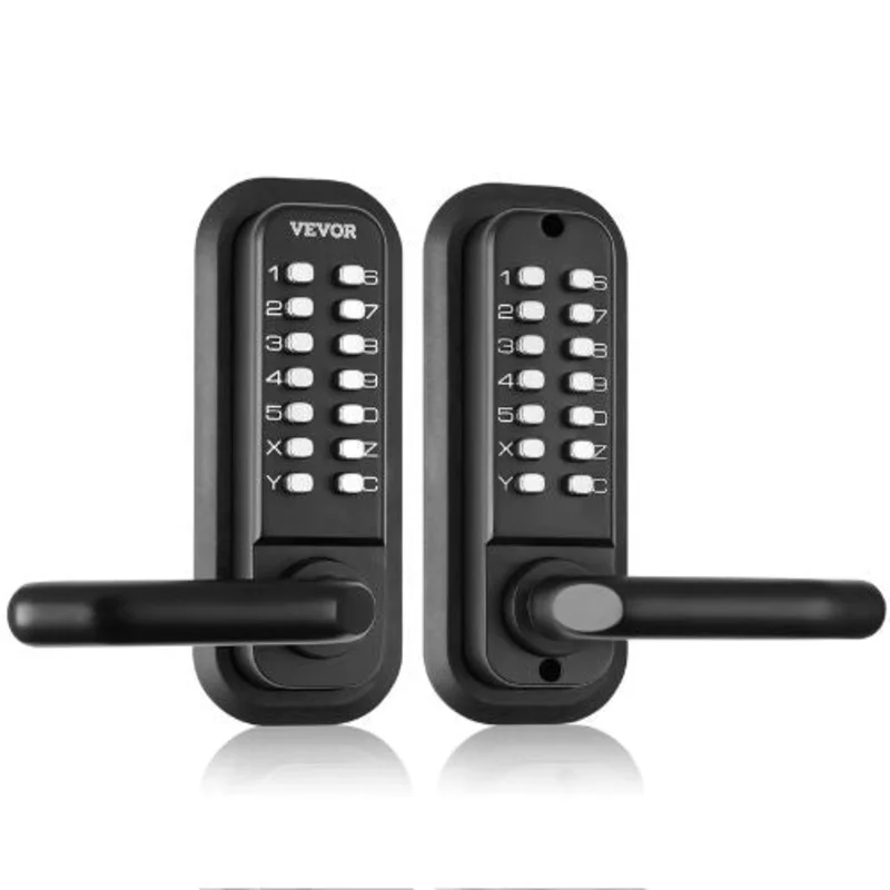 Mechanical Keyless Gate Door Lock, 14-Digit Keypad, Double-Sided