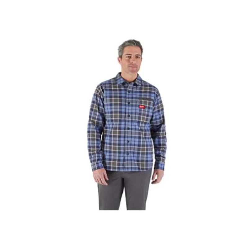 Men's Long Sleeve Cotton Flannel Work Shirt Blue M551U-S