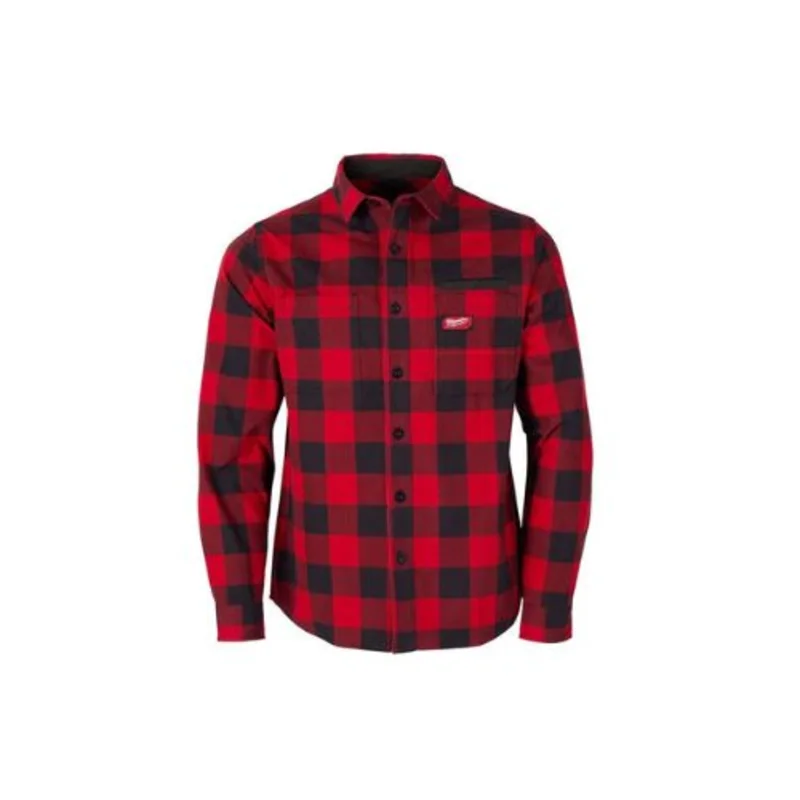 Mens Casual Long Sleeve Work Flannel Shirt Red M551R-S