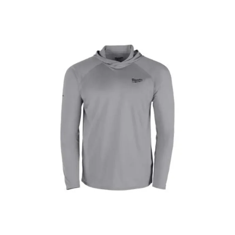 Mens Durable Long Sleeve Hooded Work Shirt Gray M550G-XL