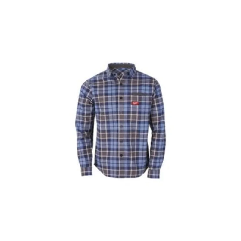 Mens Heavyweight Cotton Flannel Work Shirt Blue M551U-L