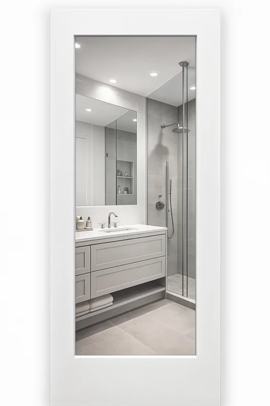 MILCASA MIRROR WHITE Door Slab. Compatible with Concealed MAGIC System, ERGON and POCKET Hardware. Made in ITALY.