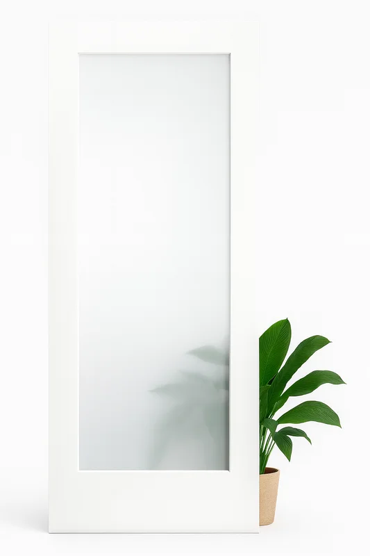 MILCASA WHITE Door Slab With FROSTED Glass. Compatible with Concealed MAGIC System, ERGON and POCKET Hardware. Made in ITALY.