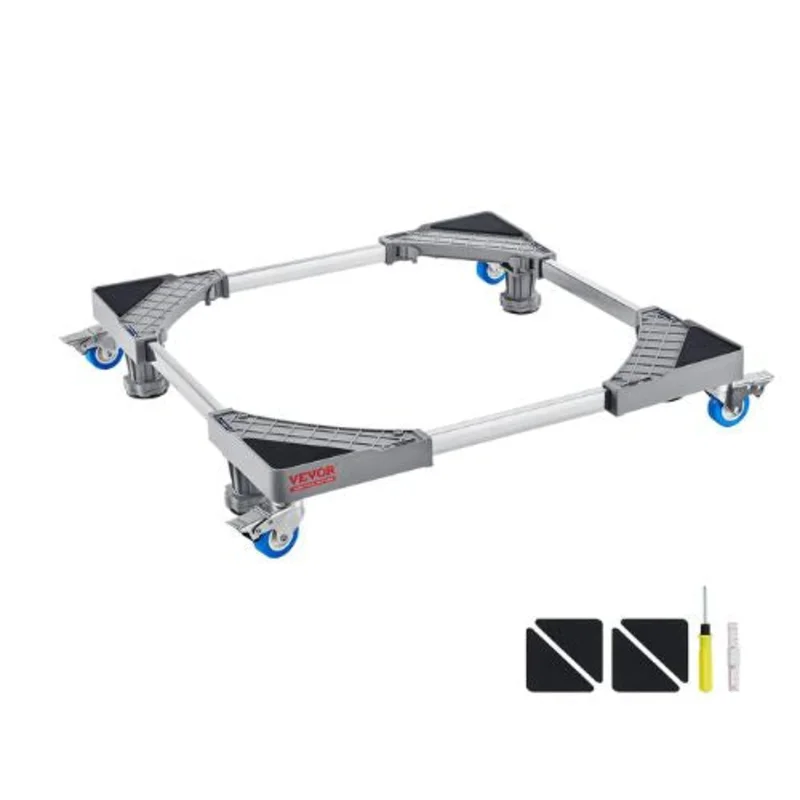 Mini Fridge Stand 400 lbs Load 4 Strong Feet 4 Locking Swivel Wheels 4 Locking Swivel Wheels Multi-Functional Adjustable Base for Washing Machine
