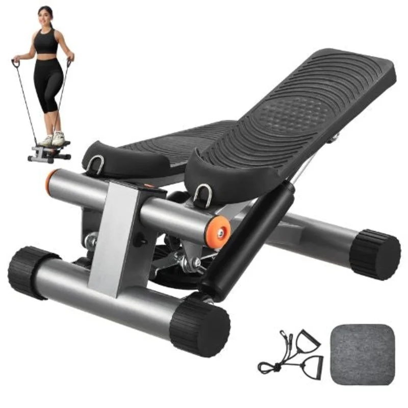 Mini Stair Stepper Hydraulic Fitness Stepper with Resistance Bands Full Body Cardio Workout LCD Monitor 330LBS Capacity