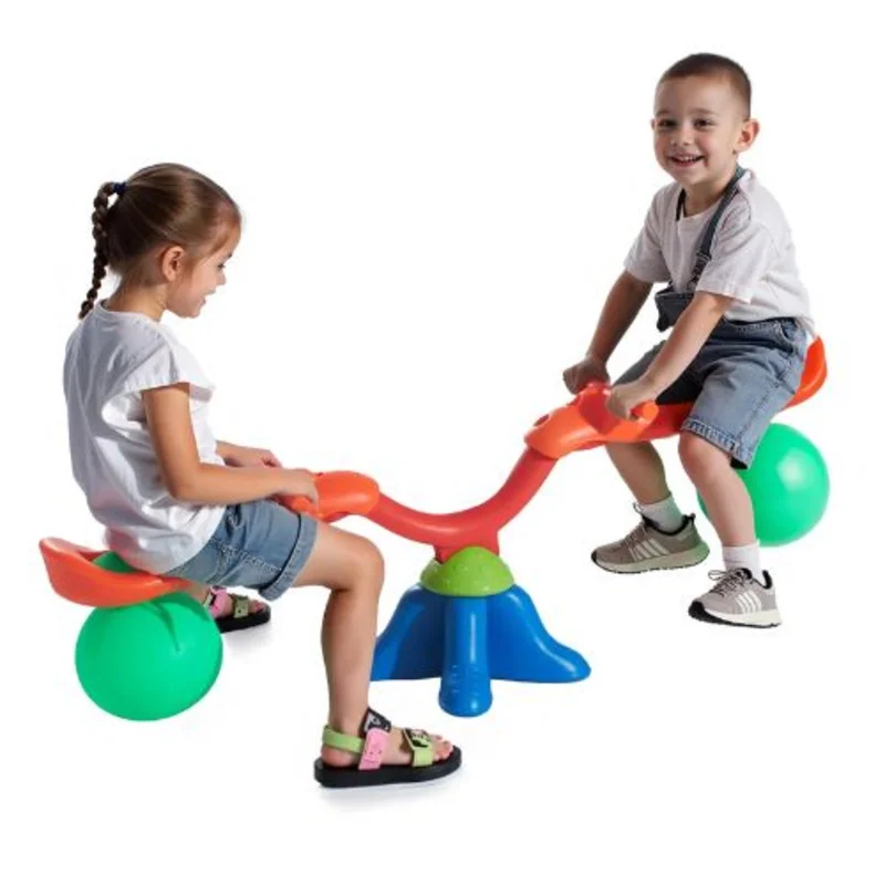 Multicolored Kids Seesaw, 360 Sit & Spin Teeter Totter with Handles, 55 lbs/Seat, Outdoor Toy for Ages 3+
