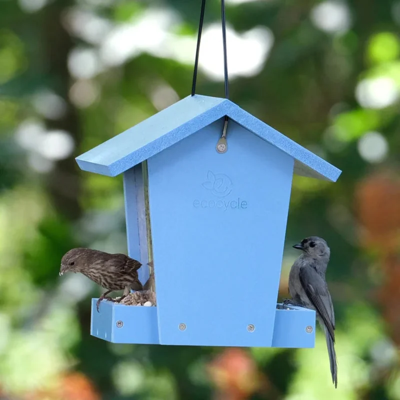 Nature's Way EcoCycle Bird Banquet Recycled Plastic Hopper Bird Feeder Blue