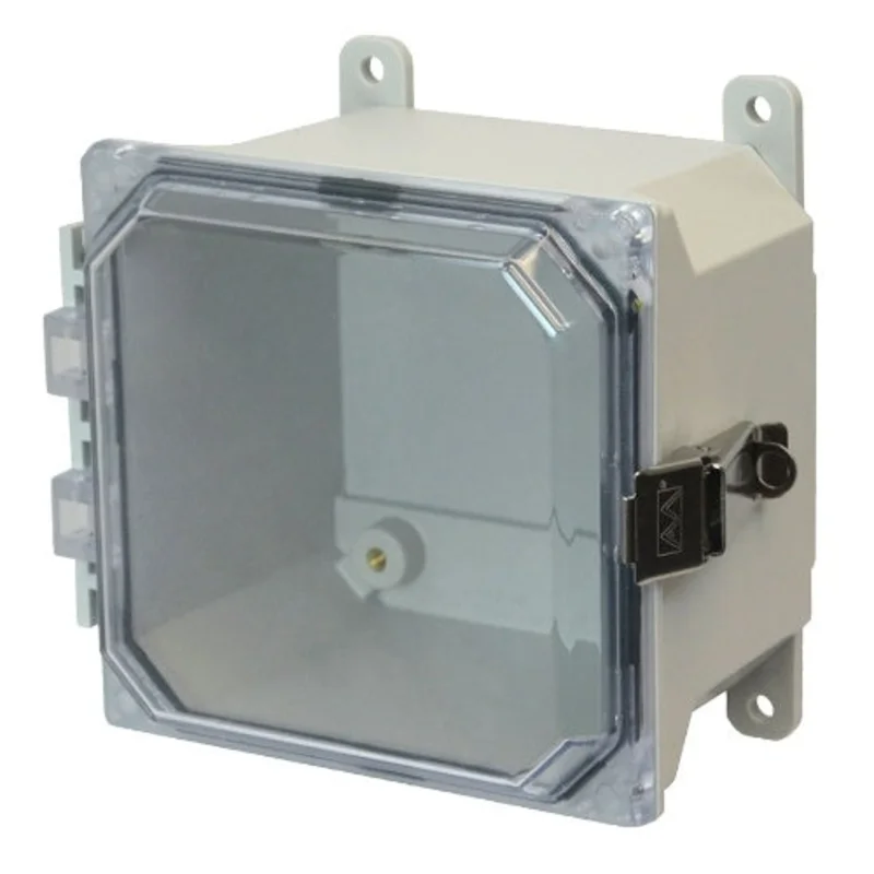 NEMA 4X Fiberglass Enclosure with Snap Latch Hinged Clear Cover AMU664CCL