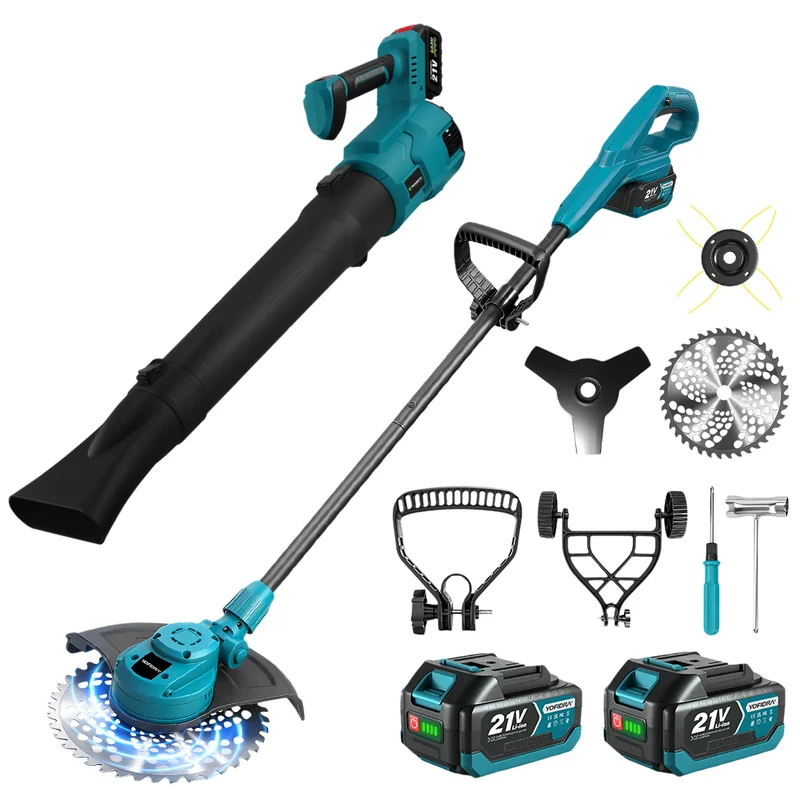 NewBeny 10" Cordless Grass Trimmer & Leaf Blower Combo Kit With 2 Batteries and Charger