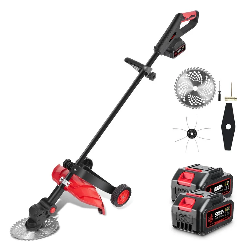 NewBeny 10 Inch Brushless Cordless Grass Trimmer Foldable with 2 Batteries & Charger