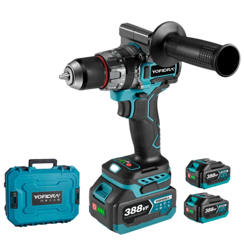 NewBeny 13mm 700N.m Brushless Cordless Impact Drill with 2 Batteries & Charger