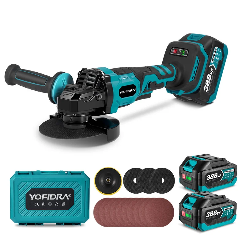 NewBeny 1500W 125mm Brushless Cordless Angle Grinder 3 Gears With Battery & Charger