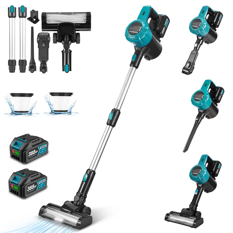 NewBeny 1600W Brushless Cordless Vacuum Cleaner With LED Floor Brush [2 Batteries and a Charger Included]