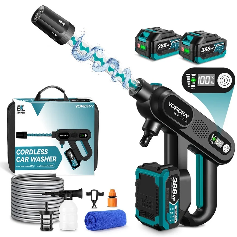 NewBeny 220Bar Brushless Cordless High-Pressure Washer [2 Batteries and a Charger Included] Black