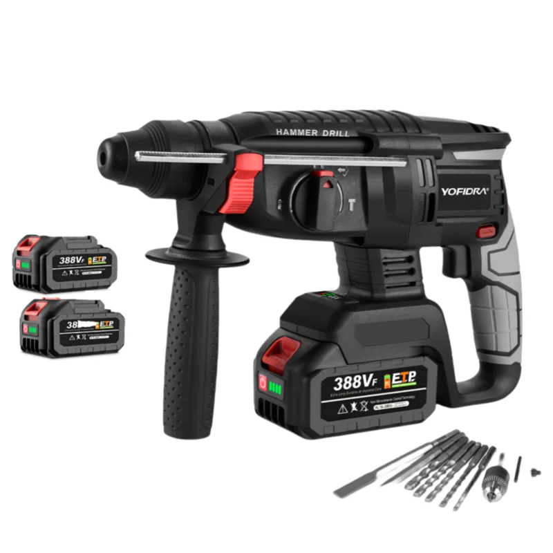 NewBeny 26mm Brushless Hammer Drill Cordless with 10 Accessories For Makita 18V Battery Black