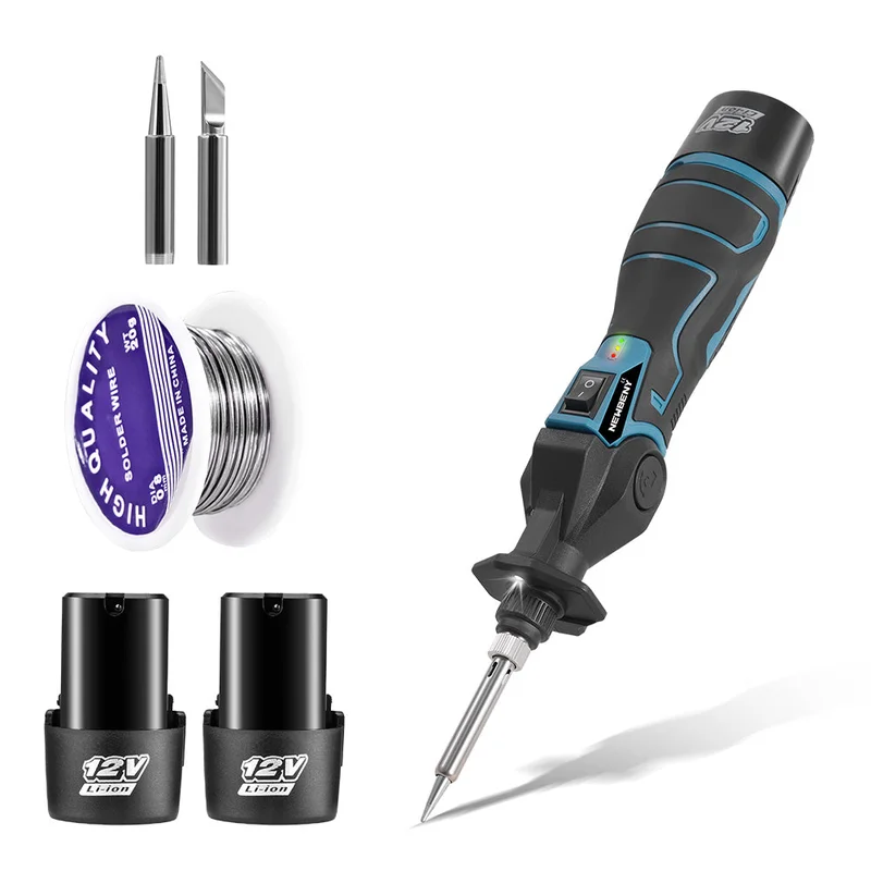 NewBeny 30W 12V Cordless Soldering Iron with 2 Batteries & Charger