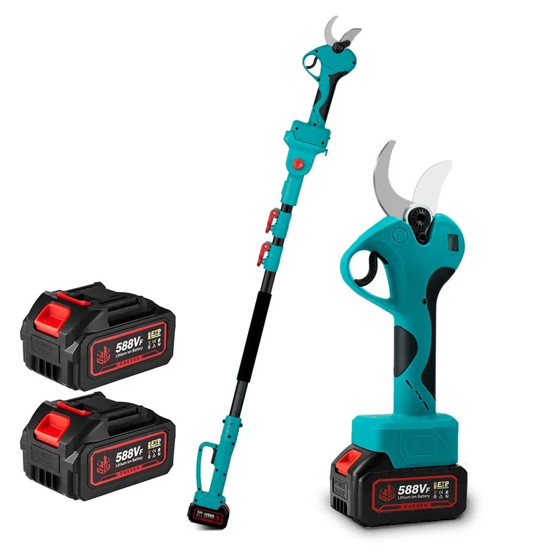 NewBeny 45mm Brushless Cordless Pruning Shears With 2m Telescopic Extension Rod [2 batteries and a charger included]