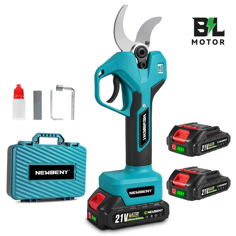 NewBeny 50mm Brushless Cordless Pruning Shears [2 Batteries and a Charger Included]