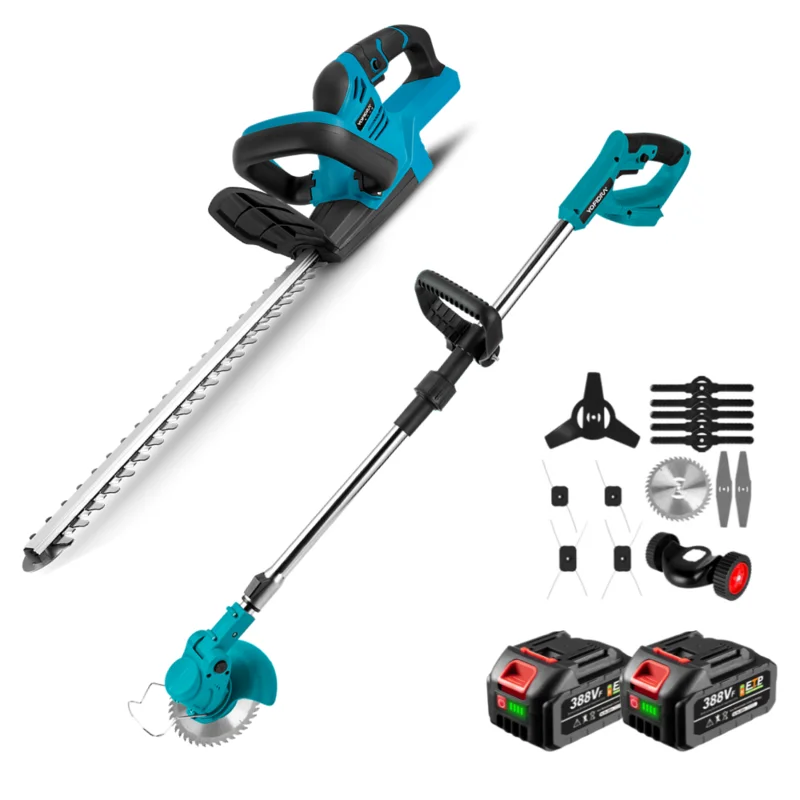 NewBeny 6" Cordless Grass Trimmer & 20" Hedge Trimmer Combo Kit With 2 Batteries and Charger